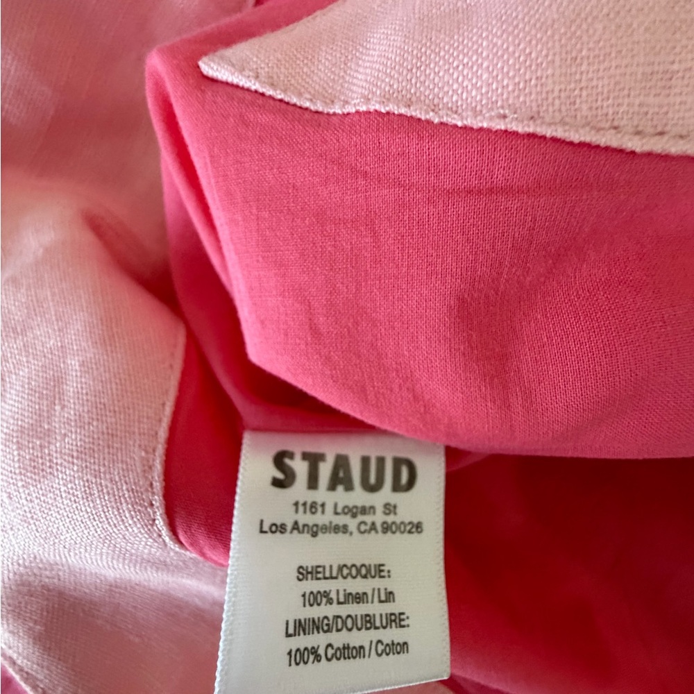 Staud Two Piece Set Sleeveless Top  with Light Pink Trim and Skirt with side Zip - Picture 3 of 6